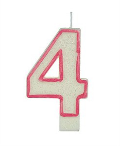 Vela Big Glitter Borda Rosa Número 4