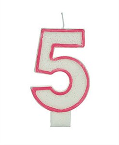 Vela Big Glitter Borda Rosa Número 5