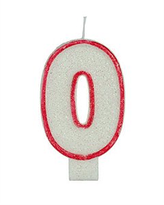 Vela Big Glitter Borda Vermelha Número 0