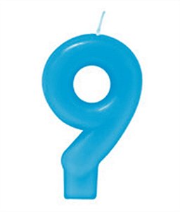 Vela Azul Bebe Número 9