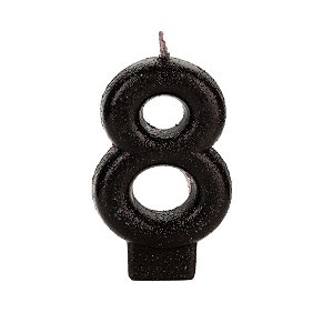 Vela Preta Glitter Número 8