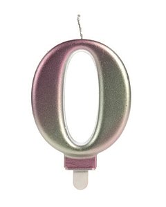 Vela Wave Rosa e Dourada Número 0