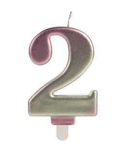 Vela Wave Rosa e Dourada Número 2