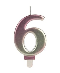 Vela Wave Rosa e Dourada Número 6