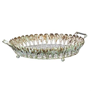 Bandeja de Metal Redonda Telada com Alça 49x41x10cm