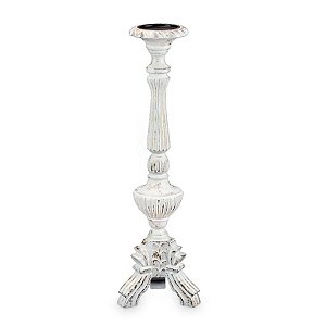 Castiçal em Madeira Branco G 19x19x61