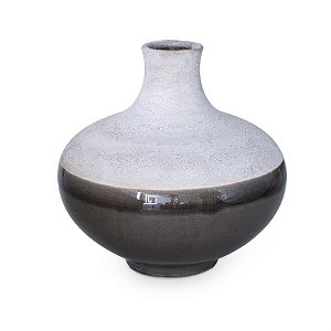 Vaso de Cerâmica com Oval Duo Marrom Branco G 24x24x24