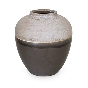 Vaso de Cerâmica com Cônico Marro Branco 26x26x28