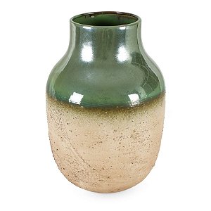 Vaso de Cerâmica com Degradê Verde Marrom M 24x24x34