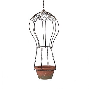 Balao de Metal Envelhecida Cúpula Telada com Vaso 23x2334