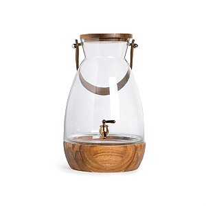 Suqueira de Vidro com Alça C Ouro Incolor e Marrom 7900ml