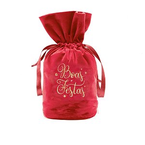 Saco Decorado Quadrado Boas Festas Vermelho - 6 Un