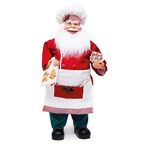 Boneco de Papai Noel Cozinheiro Candycane Verde e Branco de 62cm