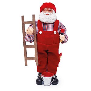 Boneco de Papai Noel Pintor Vermelho e Branco de 28cm