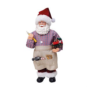 Boneco de Papai Noel Carpinteiro com Trêm Colorido de 28cm