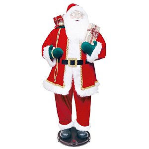 Boneco de Papai Noel com Presente Vermelho e Branco de 145cm