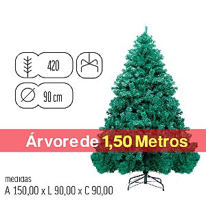 Árvore de Natal Santiago 1,50 Metros 420 Hastes Base de Metal Verde - 1 Un