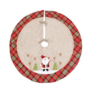 Saia de Árvore Xadrez Noel Juta / Vermelho e Verde 120cm