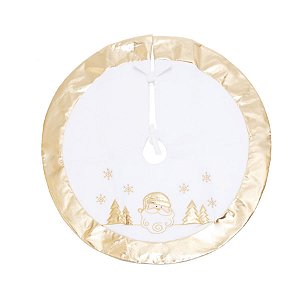 Saia de Árvore Papai Noel Branco e Dourado 90cm