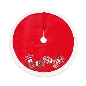 Saia de Árvore com Pelúcia Luvas Vermelho e Branco