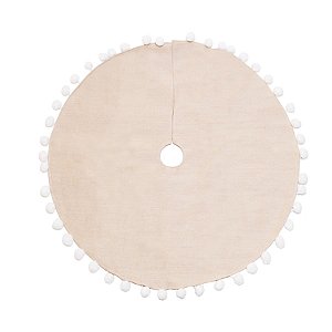 Saia de Árvore em Linho com Pompons Marfim 100cm