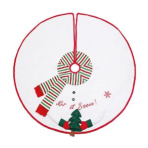 Saia de Árvore Boneco Neve Branco e Vermelho e Verde 120cm