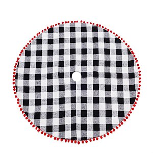 Saia de Árvore Xadrez Preto e Branco e Vermelho 120cm