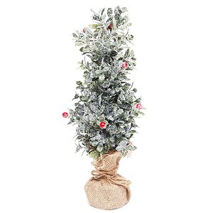 Árvore de Natal Pequena - Topiaria Folhas Verde e Vermelho