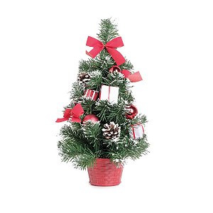 Mini Pinheiro Decorado Vermelho e Verde 40cm
