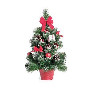 Mini Pinheiro Decorado Vermelho e Verde 50cm