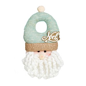 Enfete de Porta Noel Azul Pastel e Ouro