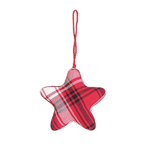Enfeite para Pendurar - Estrela Xadrez Vermelho e Preto - 2 Un