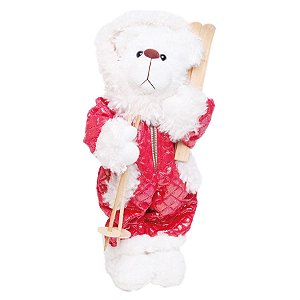 Urso Segurando Sky Vermelho e Branco P