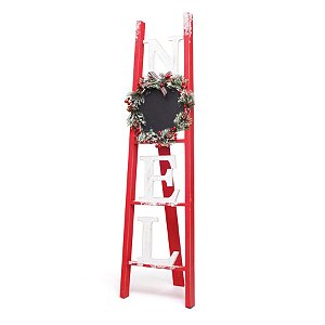 Escada Noel com Guirlanda Vermelho