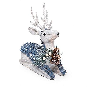 Rena de Natal Deitada de Pinha Marrom 32cm