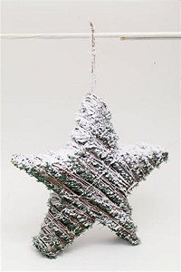 Estrela com Led Nevado Verde e Marrom e Branco 40cm 3 AA