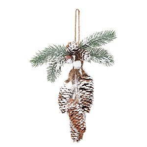 Enfeite Pinhas Marrom e Verde - 2 Un