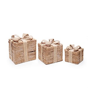 Pacote de Presente Trio em Ratan Marrom - 3 Peças