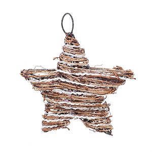 Estrela em Rattan Marrom e Branco 15cm - 2 Un