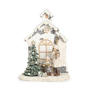 Cenário em Resina Canto Natalino com Led Colorido 3 Lr44