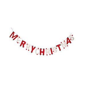 Cordão Merry Christmas Vermelho e Branco