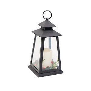Lanterna com Vela Preto e Clara 3 AA