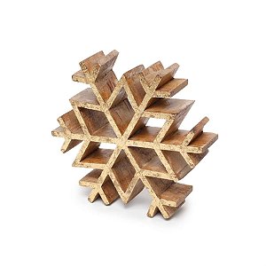 Floco de Neve em Madeira Ouro M