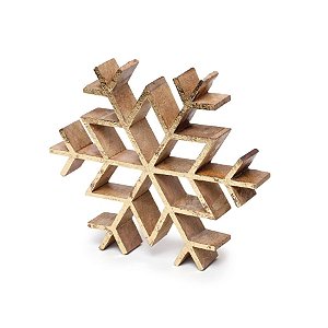 Floco de Neve em Madeira Ouro G
