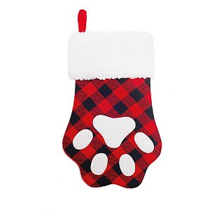 Enfeite para Porta - Pata Xadrez Branco e Vermelho e Preto