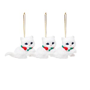 Enfeite para Pendurar - Gato Angora Cachecol Branco - 3 Un