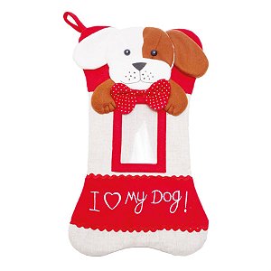 Natal Pet - Bota Pet Cachorro Vermelho e Beg / Marrom 50cm