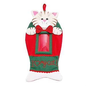 Natal Pet - Bota Pet Gato Vermelho e Verde 50cm