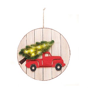 Quadro Decorado com Led Caminhão Bege e Vermelho e Verde Bandeira 2 AA