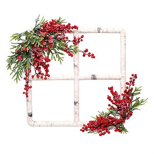 Janela Decorativa Vermelho e Verde e Branco (Chalé)